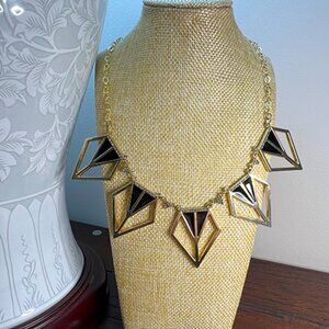 Fashion Necklace Gold Tone, Enameled, and Pave Crystals
